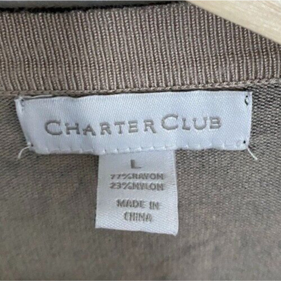 Charter Club - black with flowers button front cardigan, women size L - Picture 2 of 4